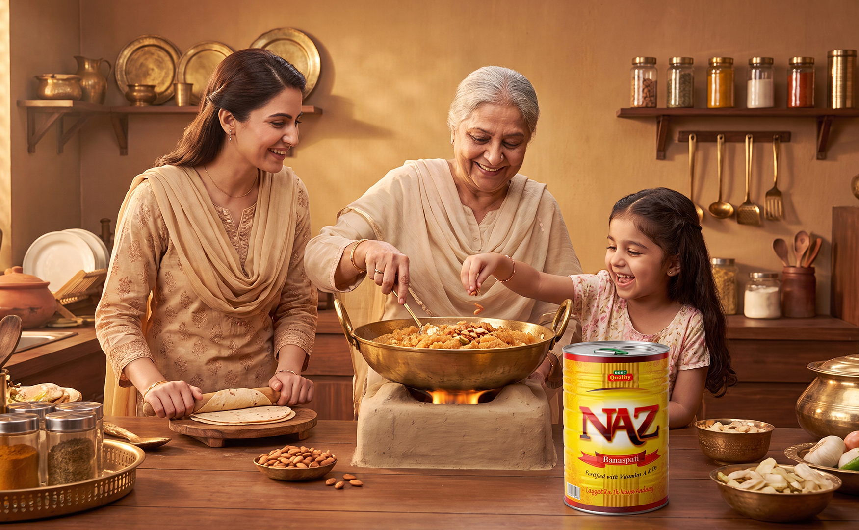 Traditional Pakistani cooking with banaspati and ghee