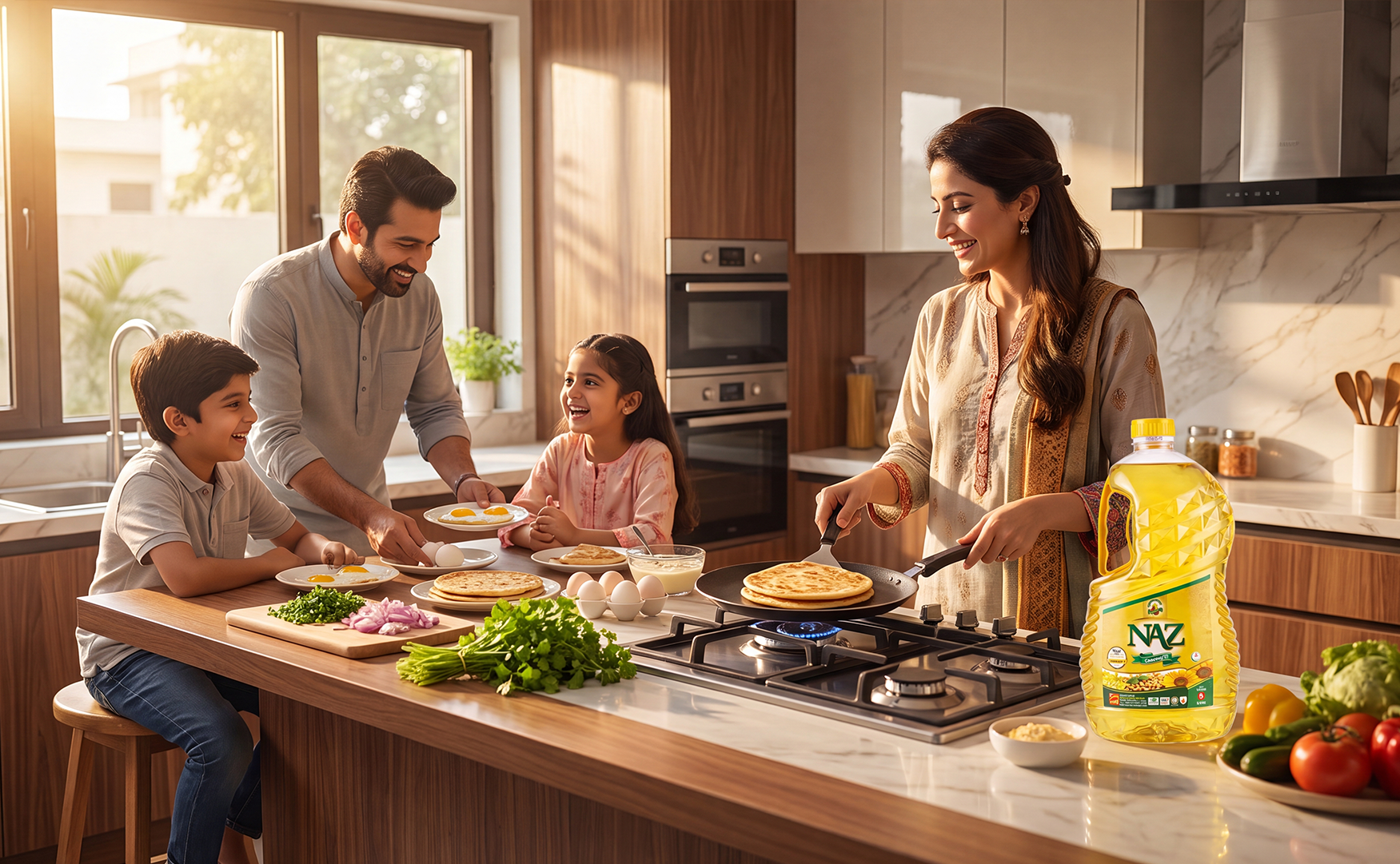 Family home cooking with edible oils