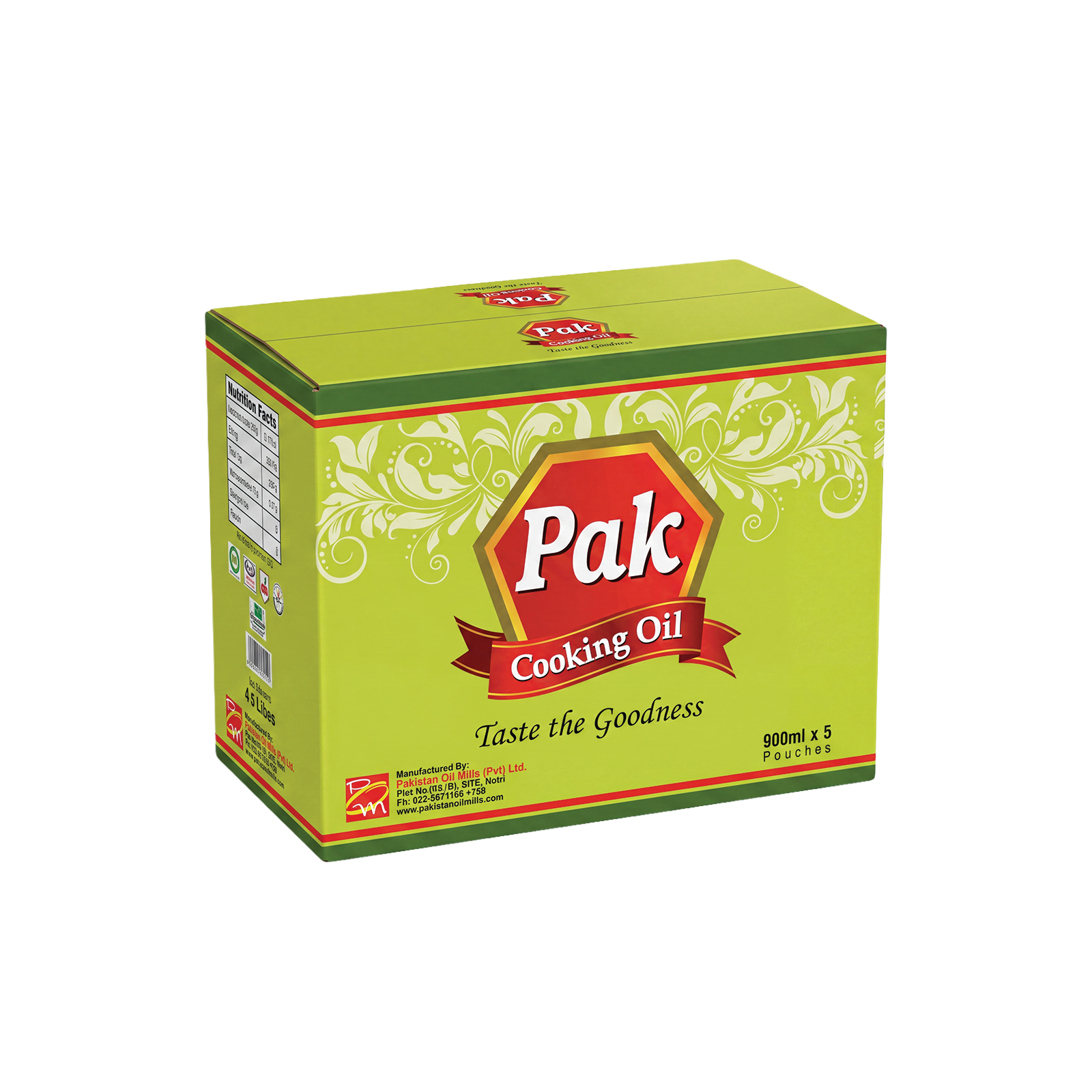 PAK COOKING OIL CARTONS Pak 900ml x 5