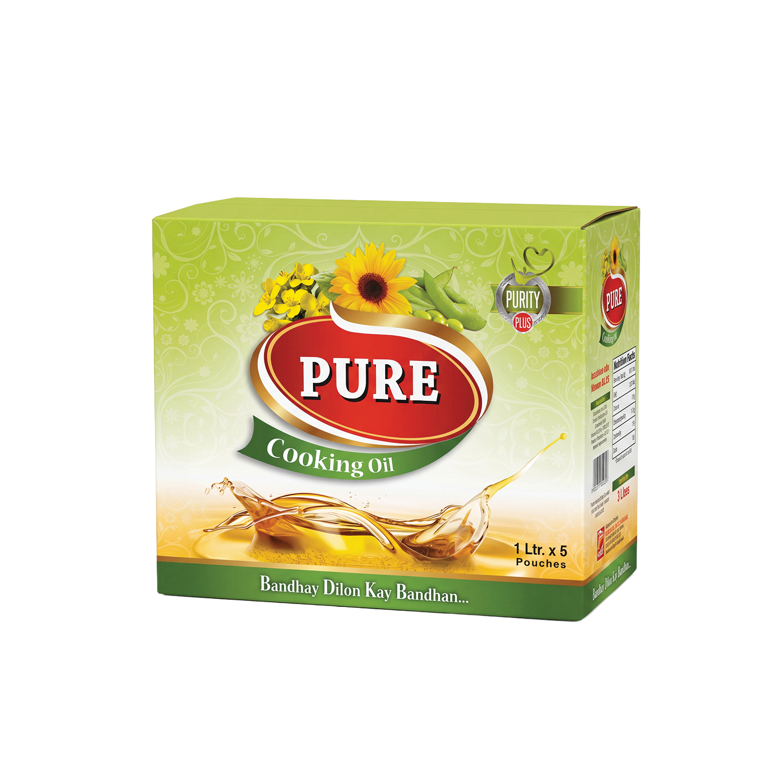 PURE COOKING OIL CARTONS PURE 1 Ltr. x 5 - Pouches