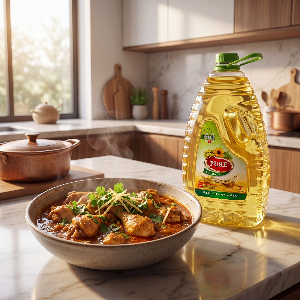 PURE cooking oil with chicken karahi