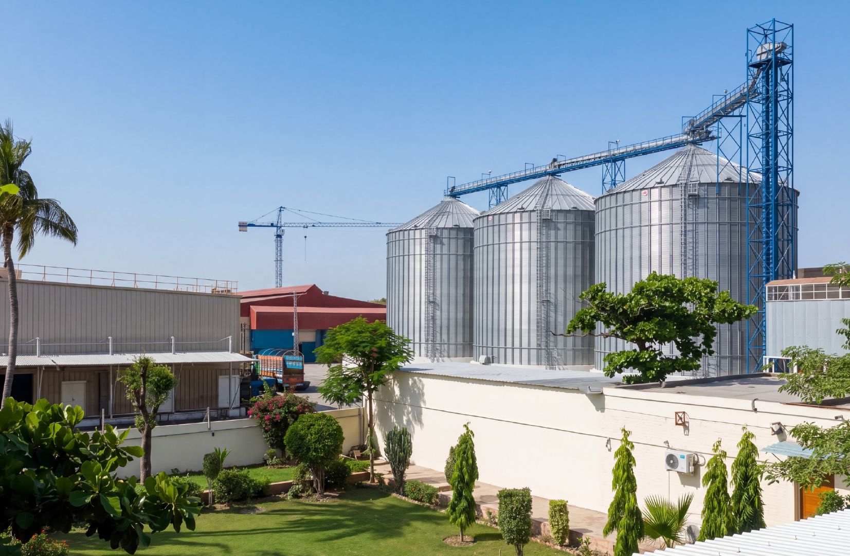 Pakistan Oil Mills production facility and storage silos