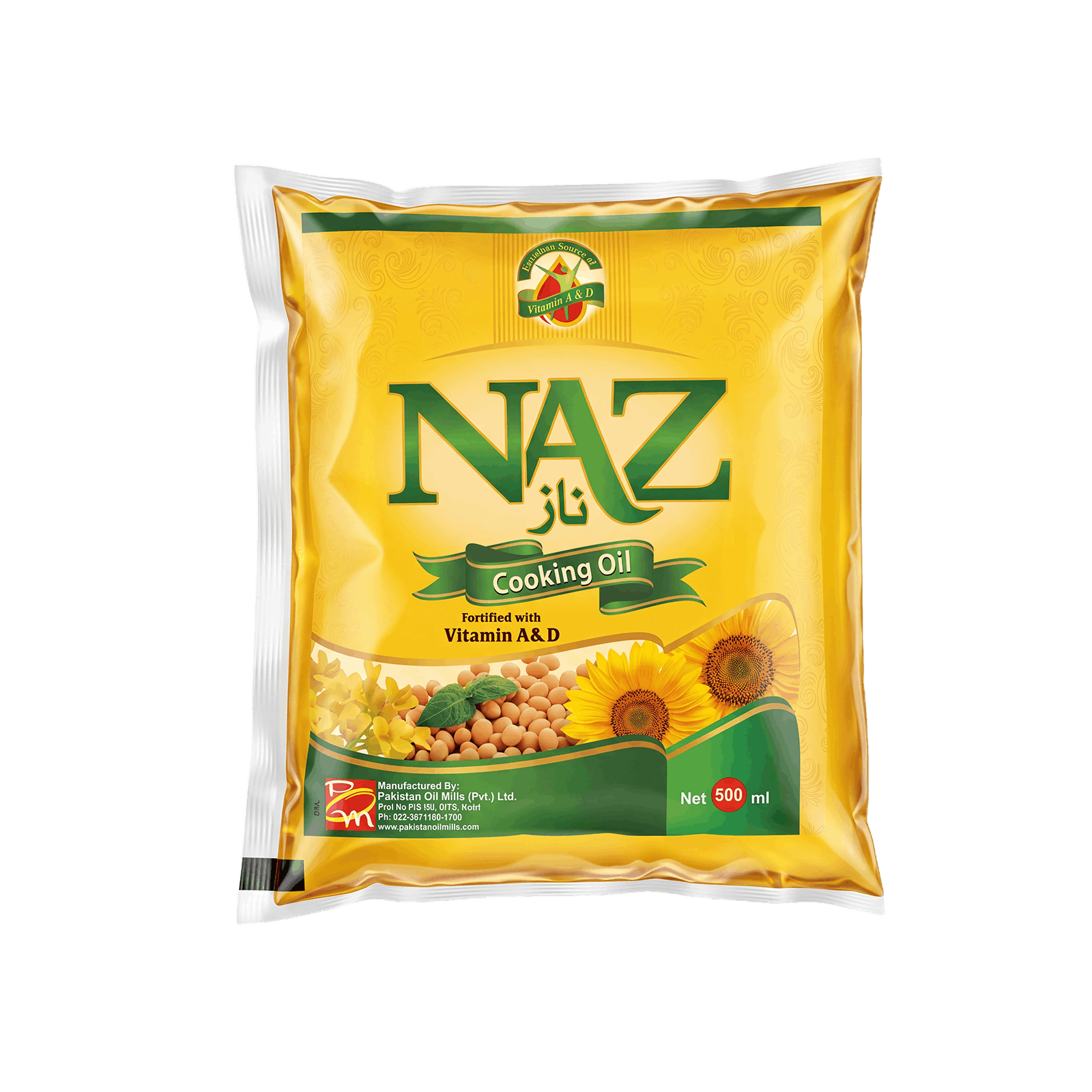 NAZ COOKING OIL POUCHES NAZ  1/2 LTR