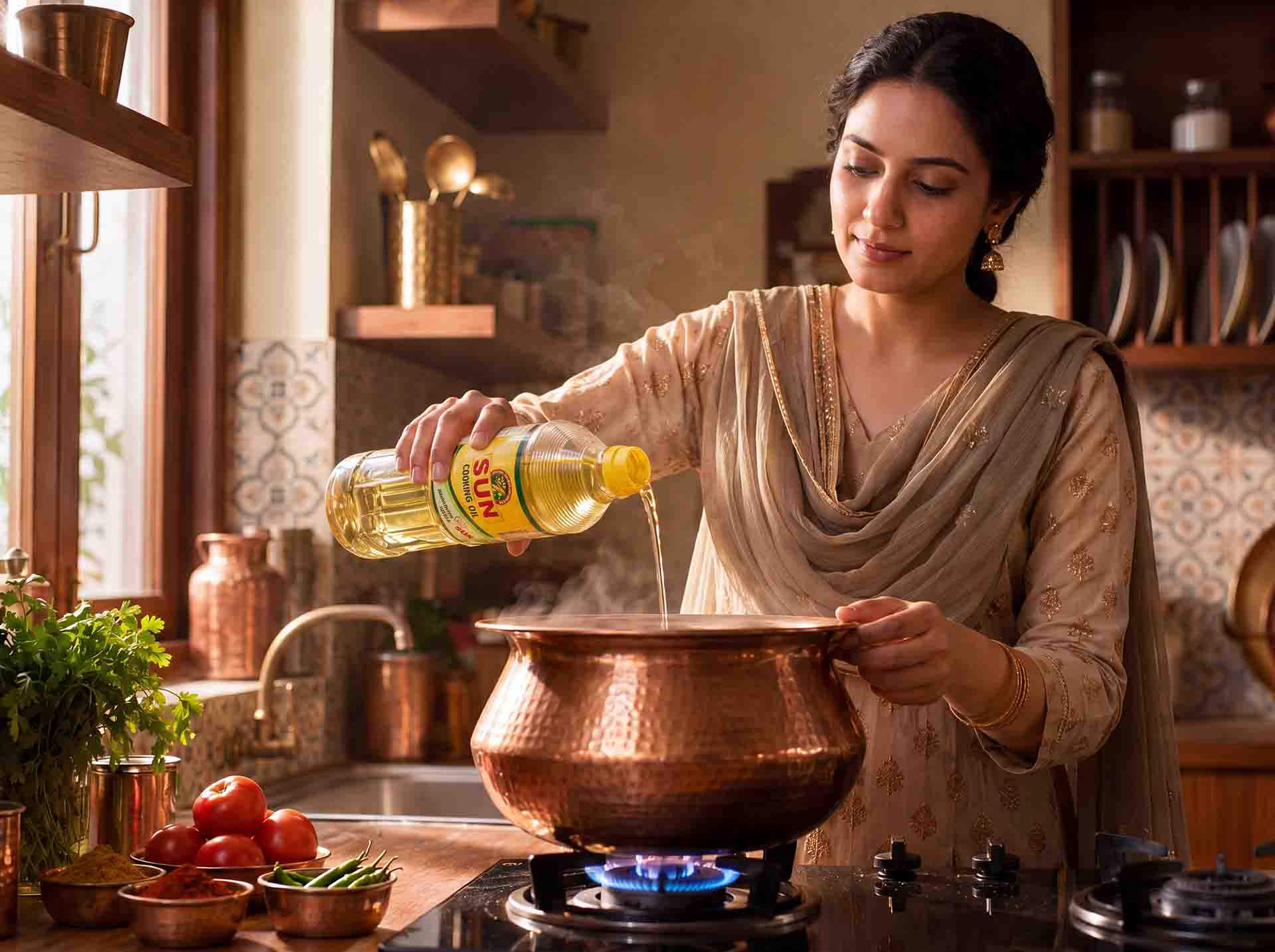 Family meal prepared with Sun cooking oil